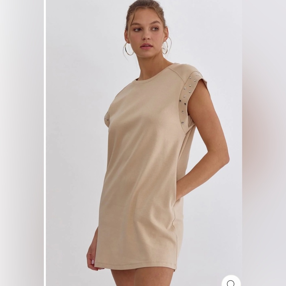 NWOT TELL ME ABOUT IT. STUD MINI DRESS < BONE